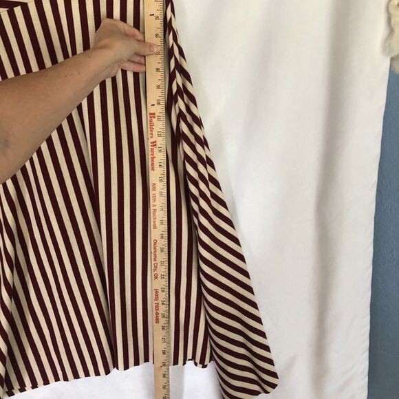 Soft Surroundings Red & White Striped Midi Dress, Asymmetrical Skirt, Size S - Picture 6 of 7